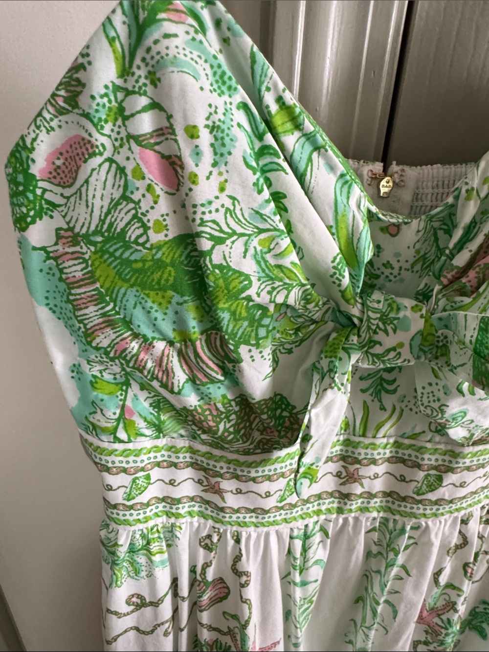 Lilly Pulitzer White & Green Printed Midi Sundress - Picture 6 of 6
